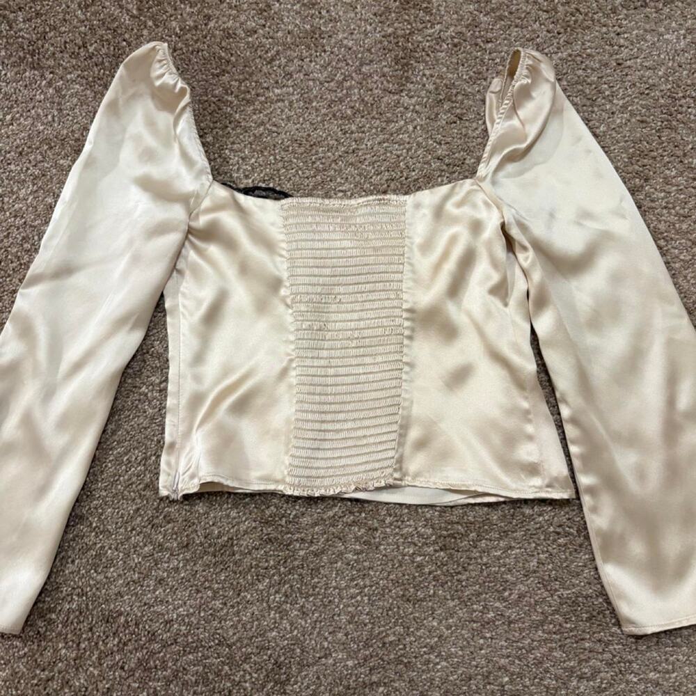 Reformation Rita silk cream blouse. Size 8 - Picture 4 of 5
